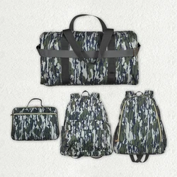 Jardim de infância Green Camo Mochilas, lancheiras, irmãos sacos, bolsa de escola portátil ao ar livre, venda quente, por atacado