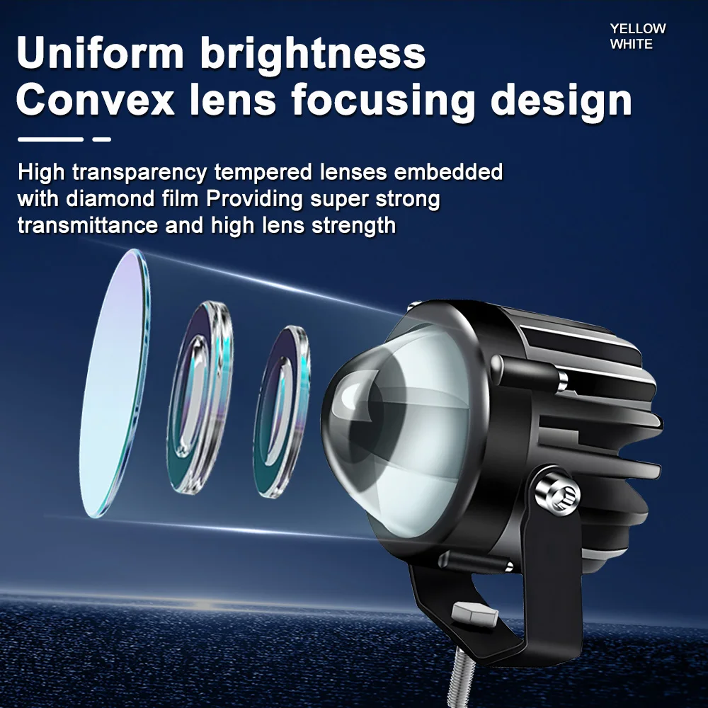 Motorcycle 3000K 6000K 7cm Dual Color Projector Lens Laser Spotlight Fog Lights Led Spot light Moto Fog Lamp