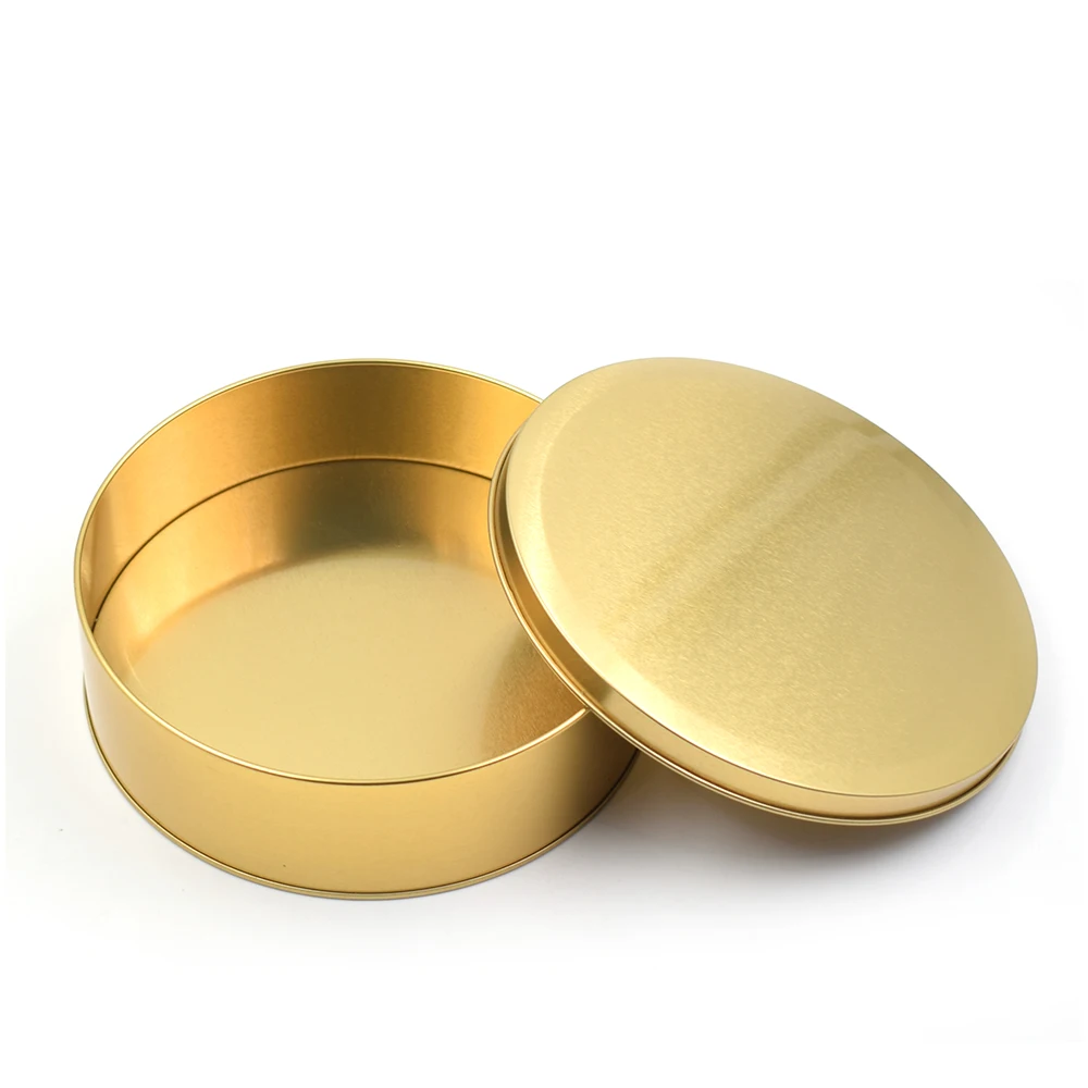 1PCS Large Capacity Gold Cookie Food Storage Box Iron Jar Round 6.5 \