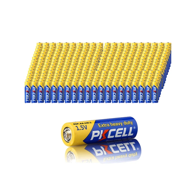 100 قطعة/الوحدة PKCELL R6P 1.5V AA بطارية سوبر الثقيلة 1.5 فولت R6 UM3 AA الكربون بطارية جافة 2A بطاريات Bateria Baterias