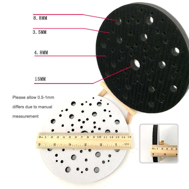1 Pcs 6 Inch 70 Holes Soft Sponge Buffer Backing Pad Hook and Loop Interface Buffer Pad for Woodworking Automotive Refinishing