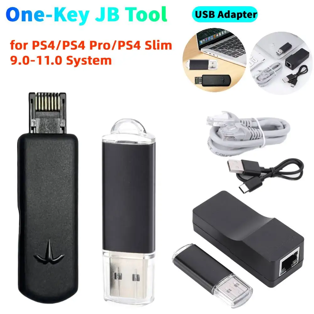 One-Key JB Tool Mod Kit USB Dongle JB USB Adapter w/ Ethernet Type-C Cable Game Accessories for PS4 FW 9.0 11.0 System