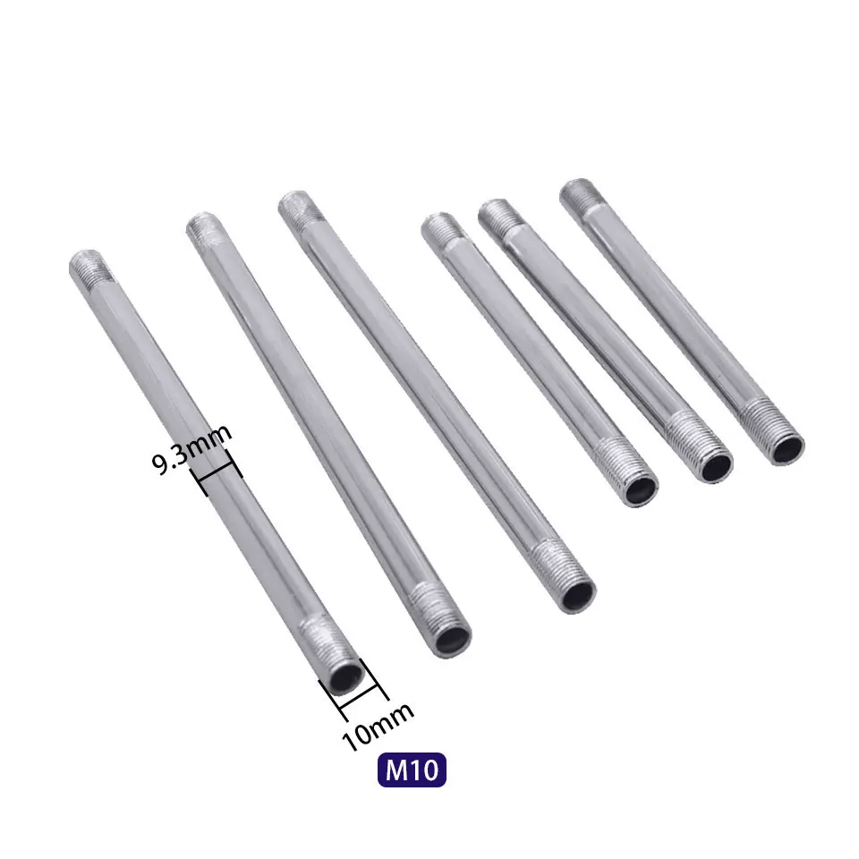 4pcs Dia 9.3mm Dental Tube Electroplated Hollow With Two Outer Teeth M10 Straight Tube Table Lamp Floor Light Connecting Tube