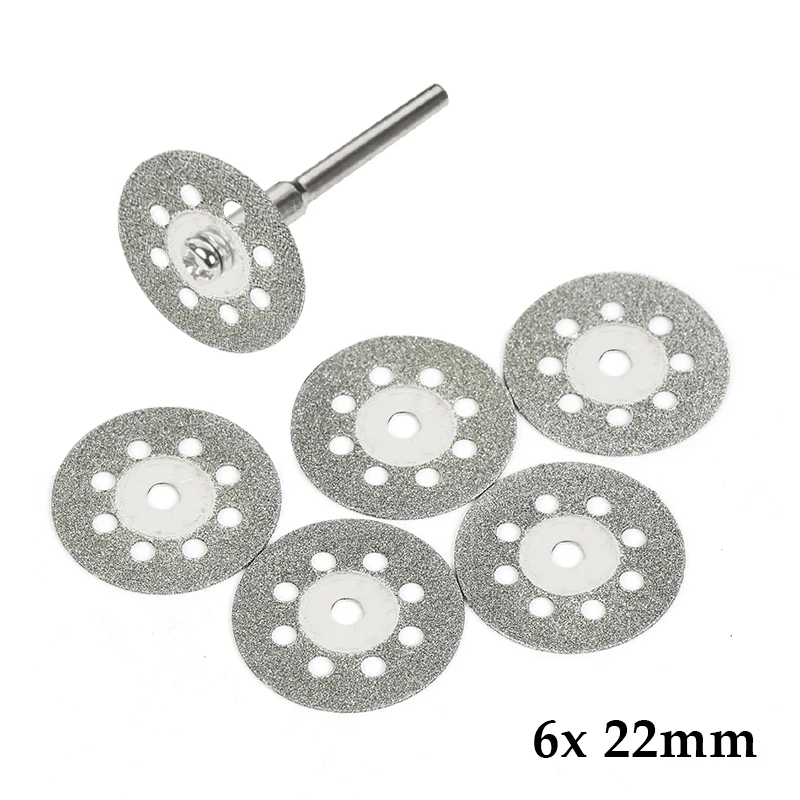 

6 шт./10 шт., 22 мм, алмазные режущие лезвия с 8 отверстиями и 2 стержнями, вращающийся диск, электрическая шлифовальная пила для нарезки инструментов