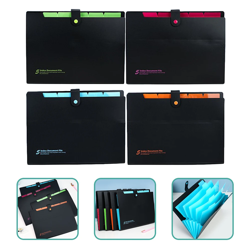 

4pcs Accordion Document For Documents Large Capacity File Folder Portable Receipt Paper Organizer Folder File Organizer For
