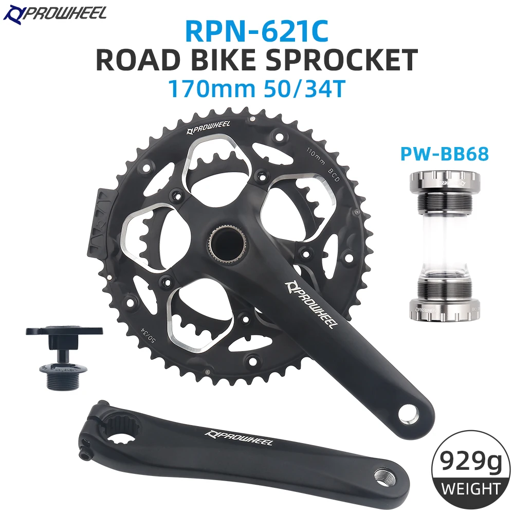 Prowheel-クランクセット,チェーン用,ダブル透かし彫り,170mm,53-39t