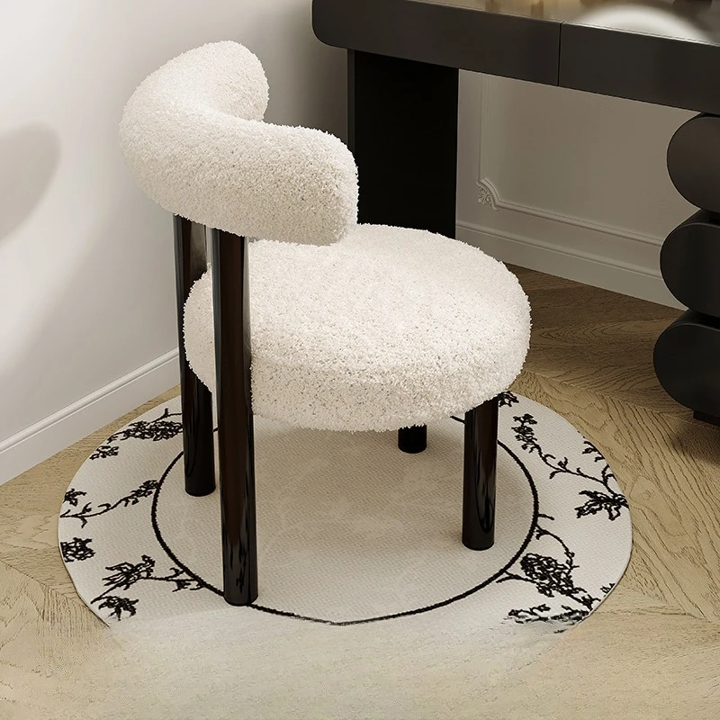 

Cream wind makeup chair 2024 new dresser stool girls bedroom master bedroom light luxury advanced manicure chair