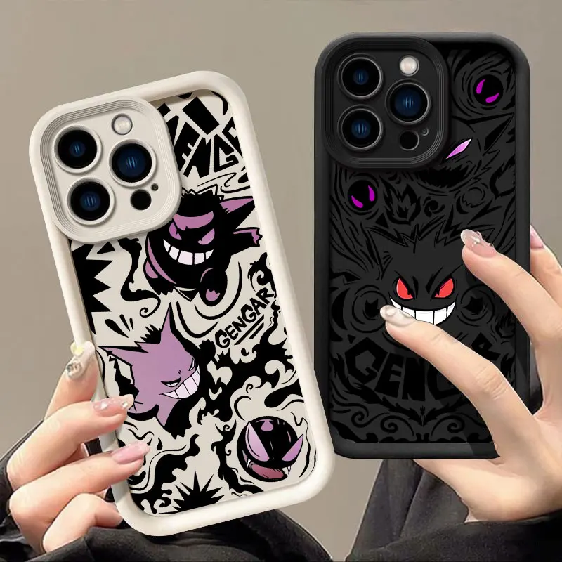 Anime P-Pokemon Gengar Cartoon For iPhone 16 15 14 13 12 11 Pro Max XS Max 7 8 Plus Phone Case Shockproof Soft Silicone Cover