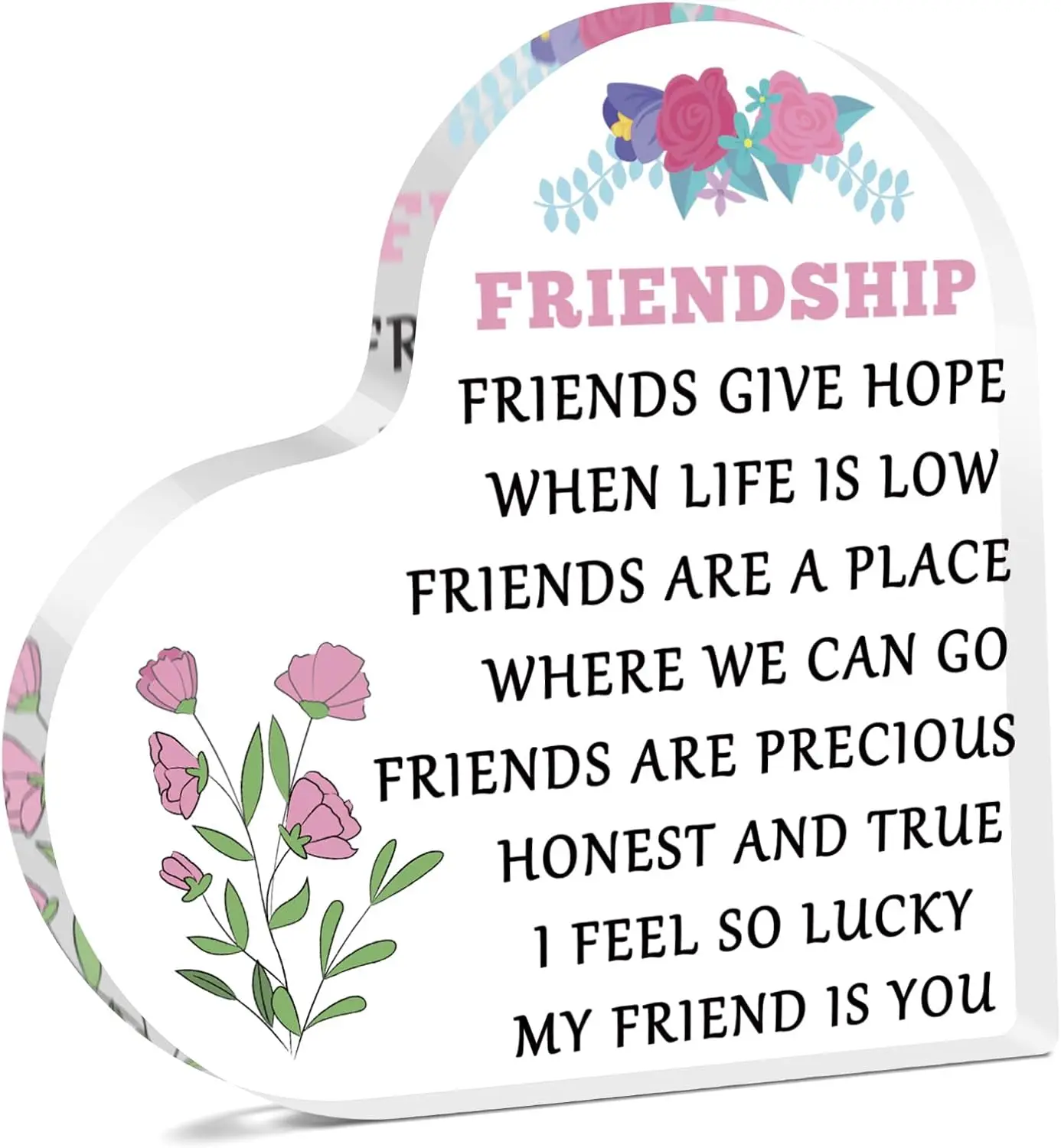 Pretty Cartoon Floral Heart‑Shaped Acrylic Ornament, Birthday Holiday Sentimental Gift For Best Friend