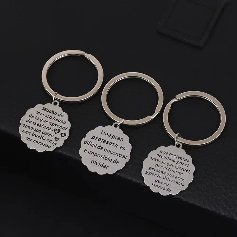 

Custom Metal Round Keychain DIY Teacher Gift Inspirational Birthday Key Chain Christmas Mother's Day Keyring for Man and Women