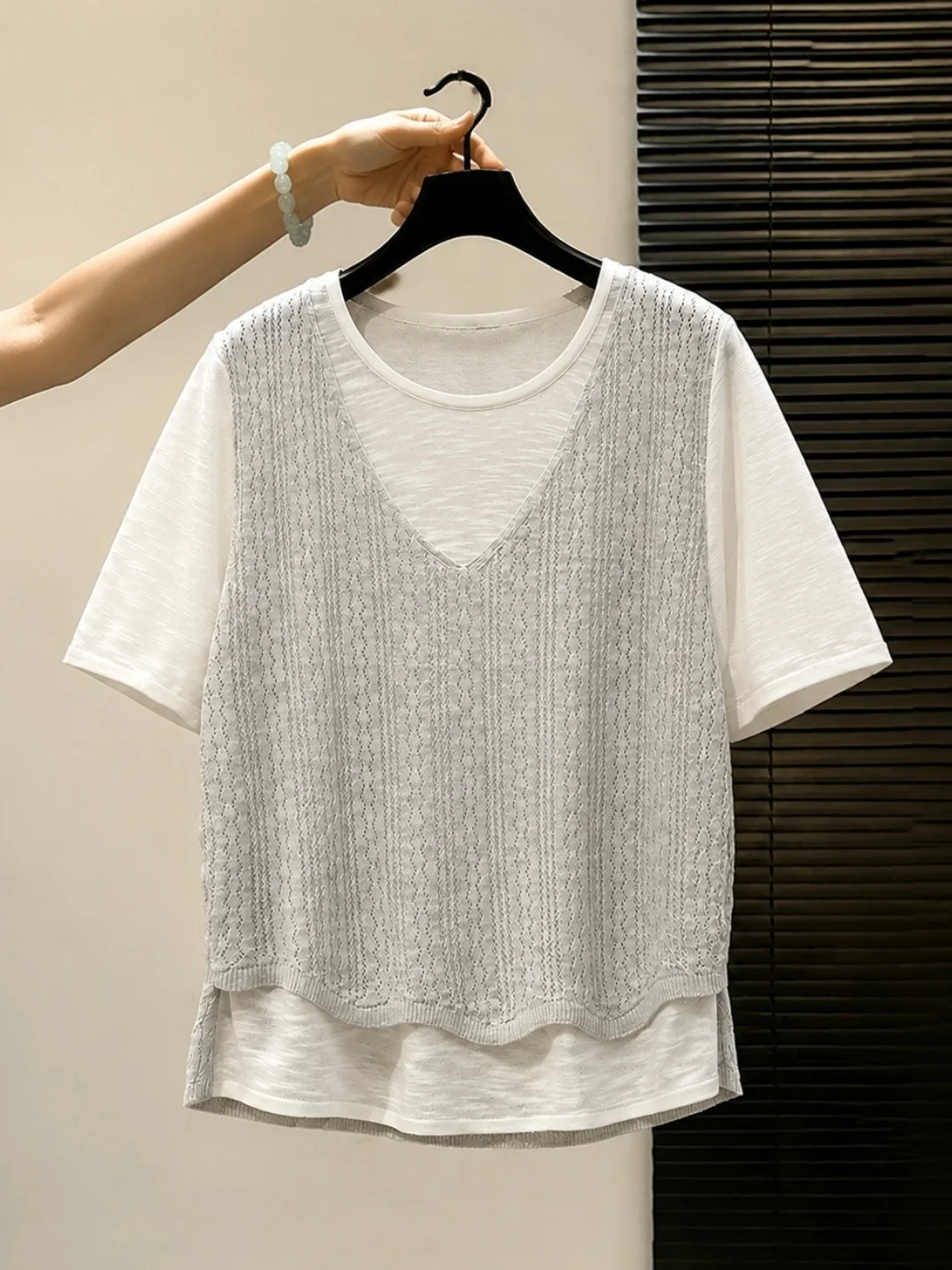 Ladies Casual Loose Knitted Top Fashionable Lazy Style Summer New Design Soft Korean Straight Tube Sleeve Short Sleeve