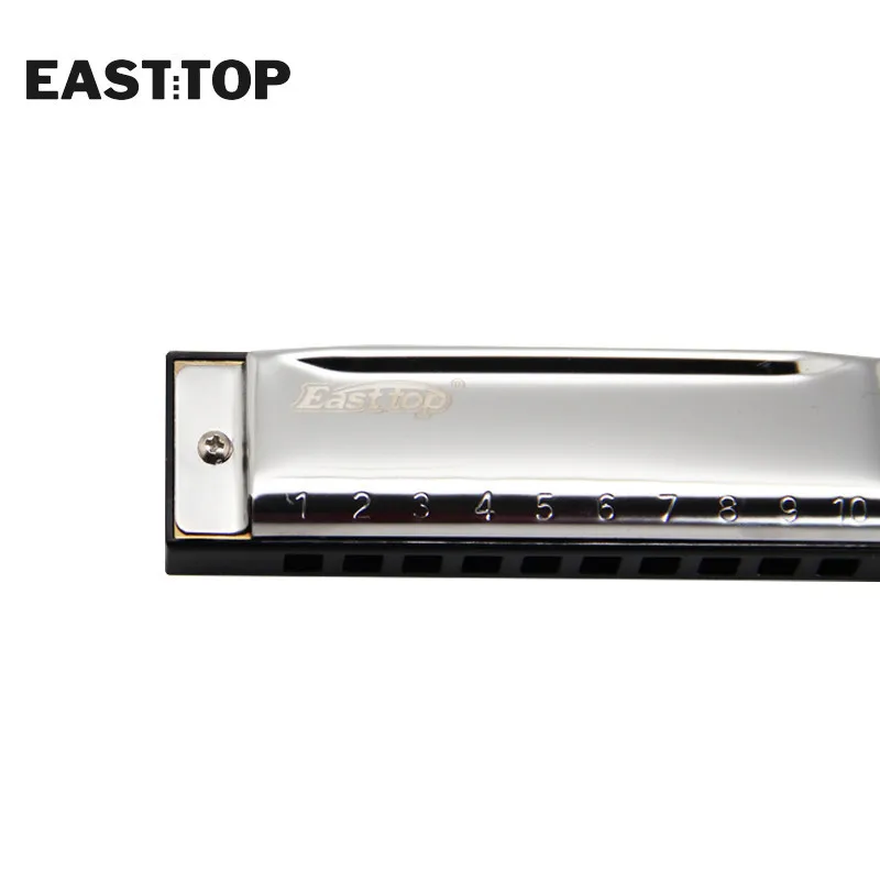 EASTTOP T10-3 10 Holes 20 Tones Stainless Steel Harp Diatonic Blues Harmonica Key Of C For Adults Kids Players