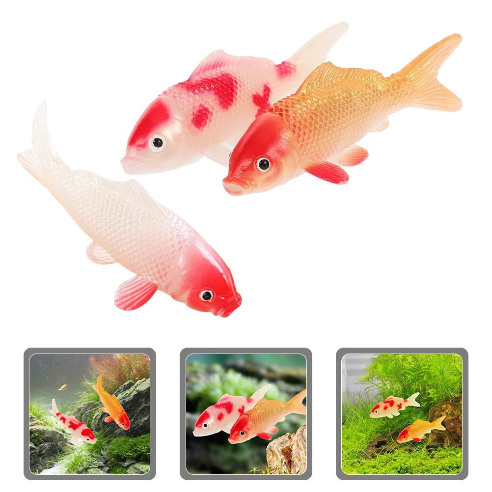 

3 Pcs Goldfish Simulation Koi Fake Aquarium Small Plastic Tank Decorations Ornaments Sensory Toy