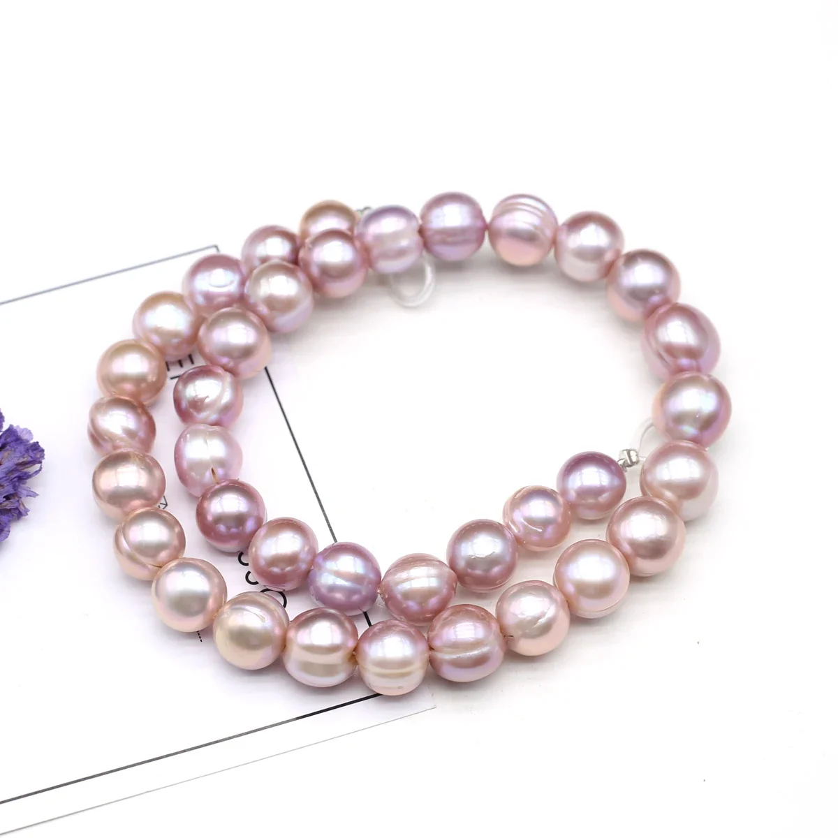 

Purple Natural Freshwater Pearl 11-13mm Irregular Punch Round Pearls for Jewelry Making DIY Bracelet Necklace Accessories 36 cm