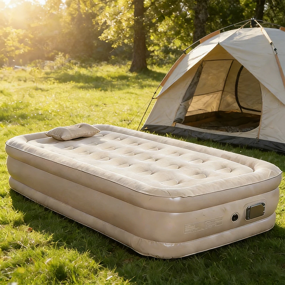 

Interior Air Mattress Glamping Mats PVC Inflatable Sleeping Mattress Luxury 2 Person Camping Bed Mat Built-in Pump Thicken Mat