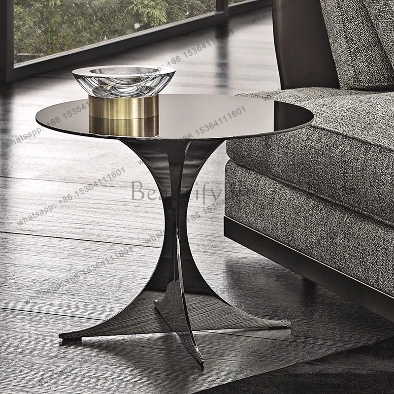 Italian minimalist side table Modern living room sofa corner few Stainless steel small coffee table Coffee table