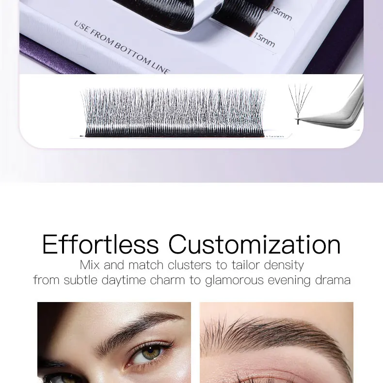 DeceMars V-förmige 5D Wimpernverlängerungen Matt Schwarz 12 Reihen/Tray für Make-up – Detail 10