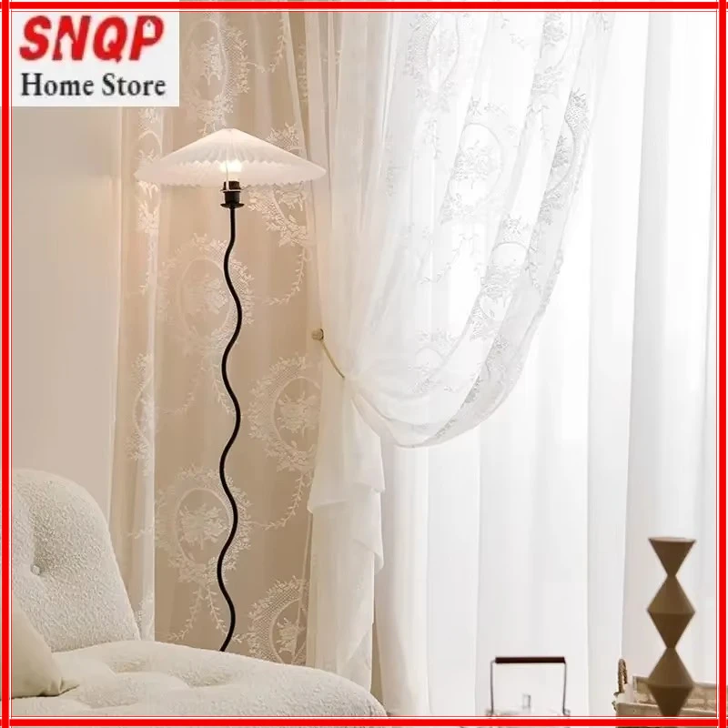 

European Luxury White Tulle Curtains for Living Room Embroidered Lace Mirror Flower Sheer Bedroom Balcony Bay Window Transparent