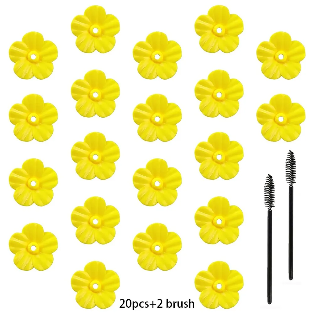 20 piezas de flores de repuesto para alimentador de colibríes con 2 cepillos de limpieza, diseño amarillo brillante para atraer colibríes