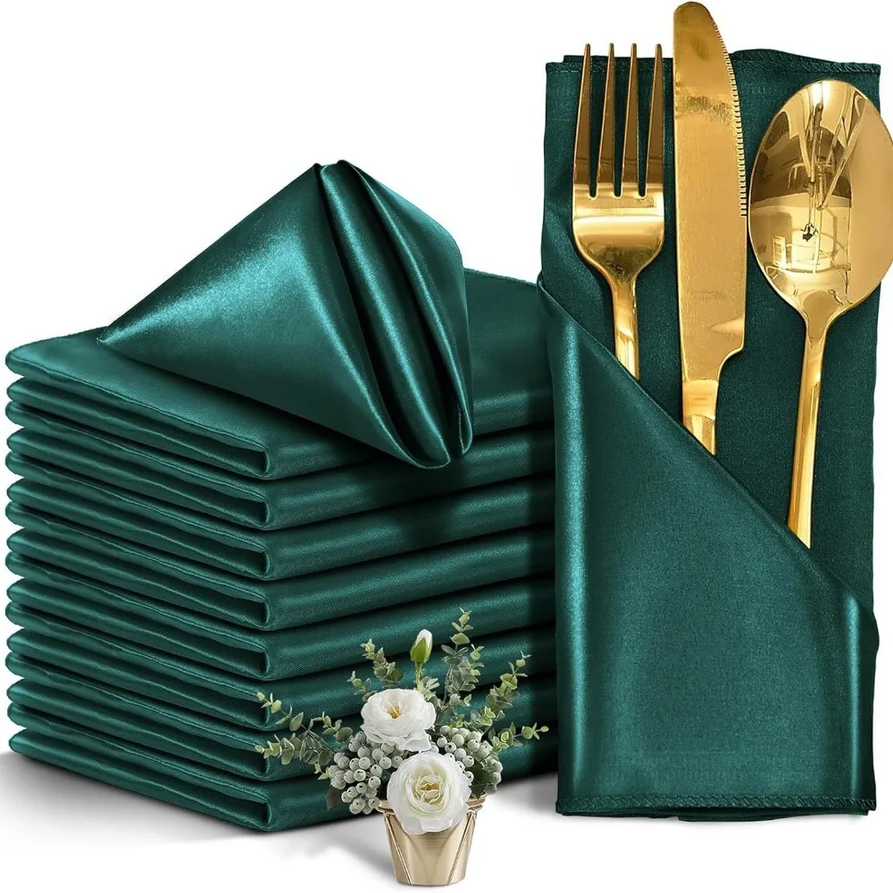10pcs Wedding Decoration 30x30cm Satin Napkin Washable Reusable Dinner Napkins Soft Table Napkins Event