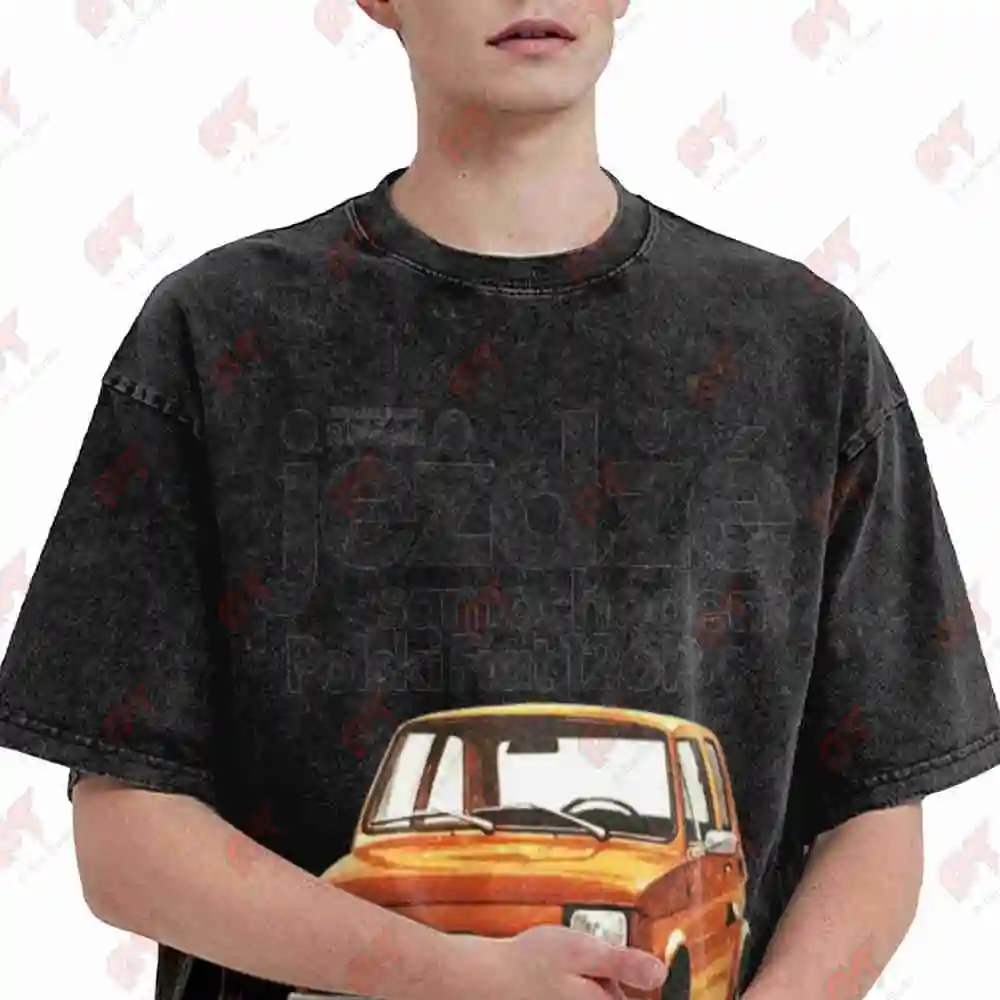Polish Vintage Car Retro Automobile Vintage Washed Tee Pure Cotton T-Shirt