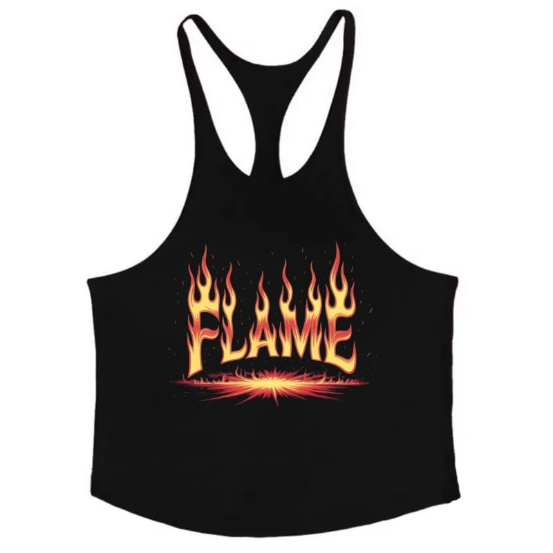 

Gym Flame Graphic Vest - Cotton Y with Sleeveless, Men's Summer Sportswear, Muscle Training Undershirt, Fitness Workout Top