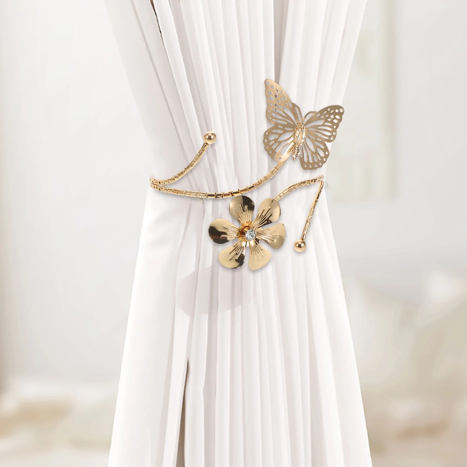 2pcs Curtain Tie Backs Butterfly Decorative Accessories Elastic Straps Simple Design Non Drilling Fade Resistant