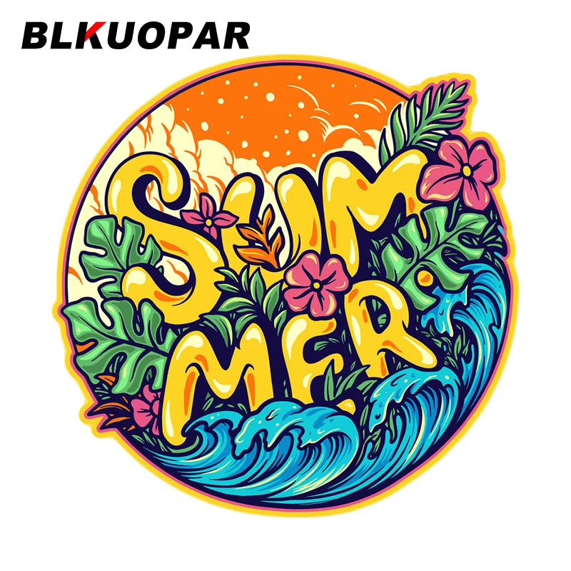 BLKUOPAR 13cm Cartoon Fruit Kawaii Wave Sign Beach Summer Surf Icon Car Stickers Graphics Surfboard Trunk Fuel Tank Cap Styling