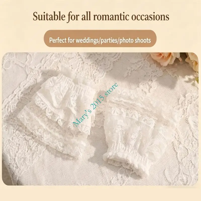 

2 Pair Ruffle Lace Arm Covers Decorative Sleeves Wrist Cuffs Cover For Women Girl Cosplay Costume Photography Arm Wear