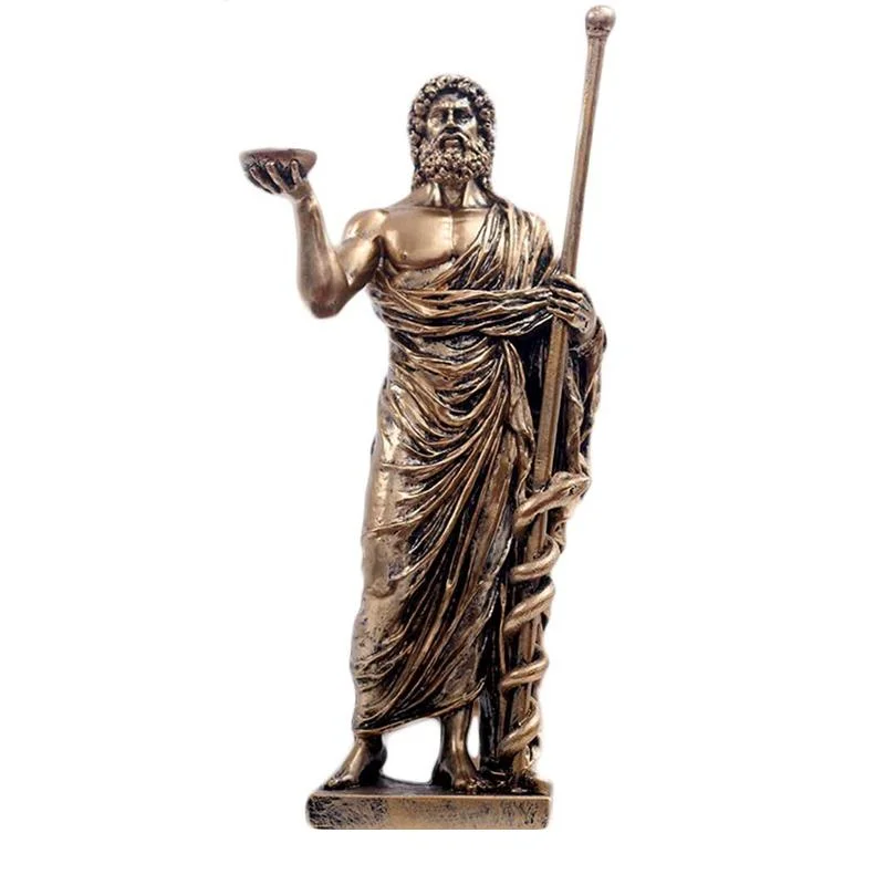 

Greek Medical God Sculpture Desktop Decor Asclepius Medicine Bronze Statue For Home Decoration