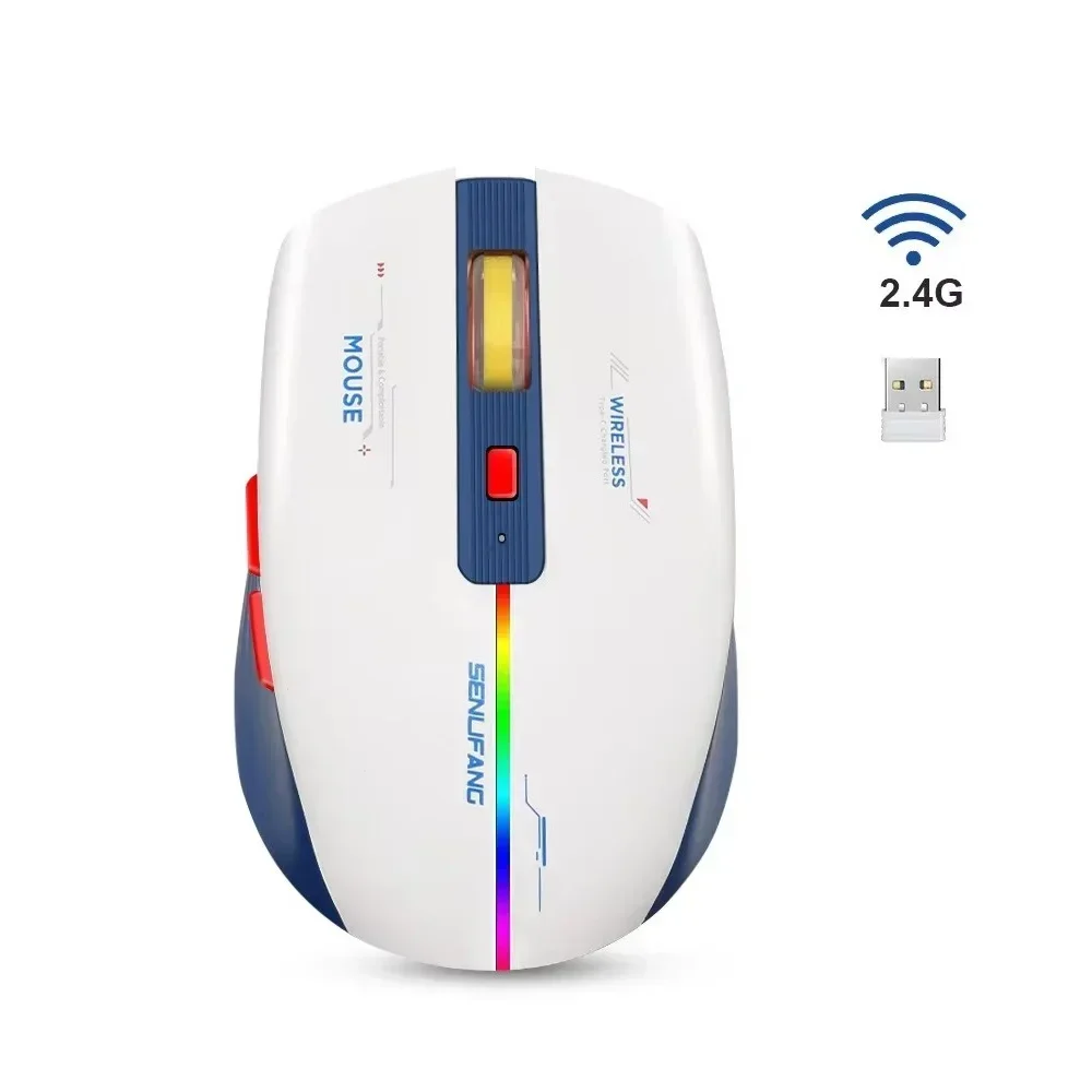 Беспроводная LT-T19 USB 2,4G 6-клавишная эргономичная перезаряжаемая игровая мышь с RGB подсветкой Настольный ПК Компьютеры Ноутбук Мыши для ноутбука