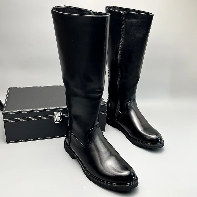 

mens casual cosplay performance show high motorcycle boots genuine leather shoes cowboy autumn winter boot long knight botas man