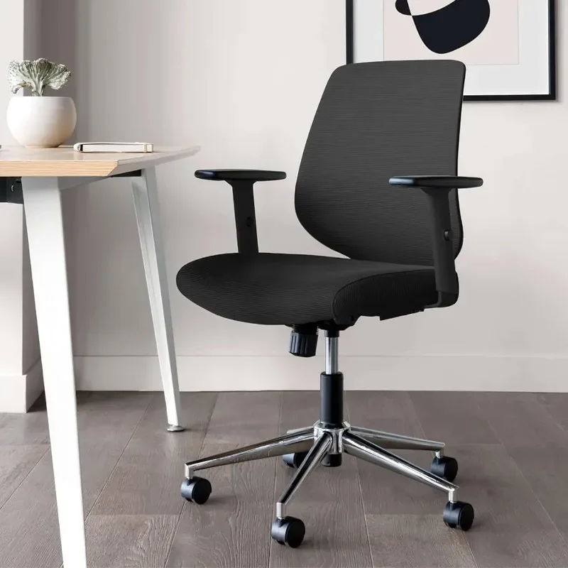 Computer Office Chair with Swivel, Lumbar Rest, and Adjustable Armrests - Sustainable, Stylish Mesh