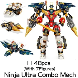 1148pcs 4in1 Ultra Combo Mech Building Blocks Titan Robot Mech Chariot With Figures Bricks Toys For Boy Gifts 71765