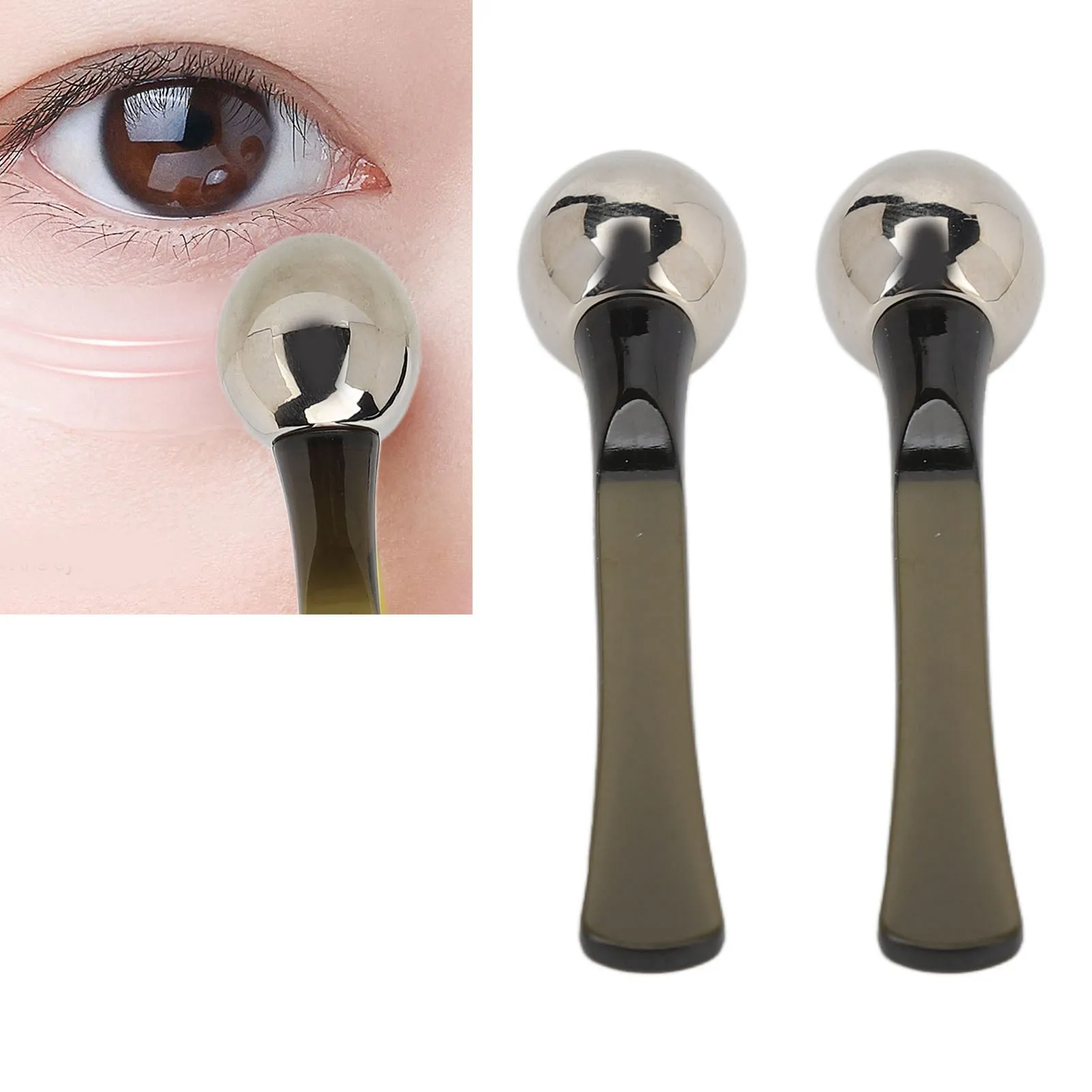 2pcs Eye Cream Applicator Zinc Alloy Roller Ball Massager Cream Scoop Eye Care Applicator Wand Stick