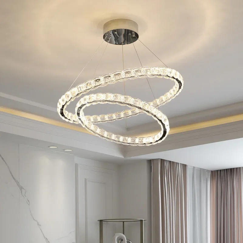 Modern LED Buckle Luxury Crystal Ceiling Chandeliers Hanging Light Home Decor Lustre Lamp for Living Room Bedroom Villa Lighting