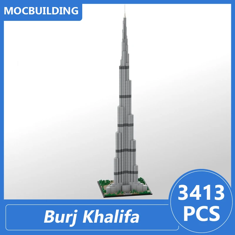 Burj Khalifa 1/800 Scale Architecture Model Compatible with 21046 Moc Building Blocks Diy Assemble Bricks Toys Gifts 3413PCS