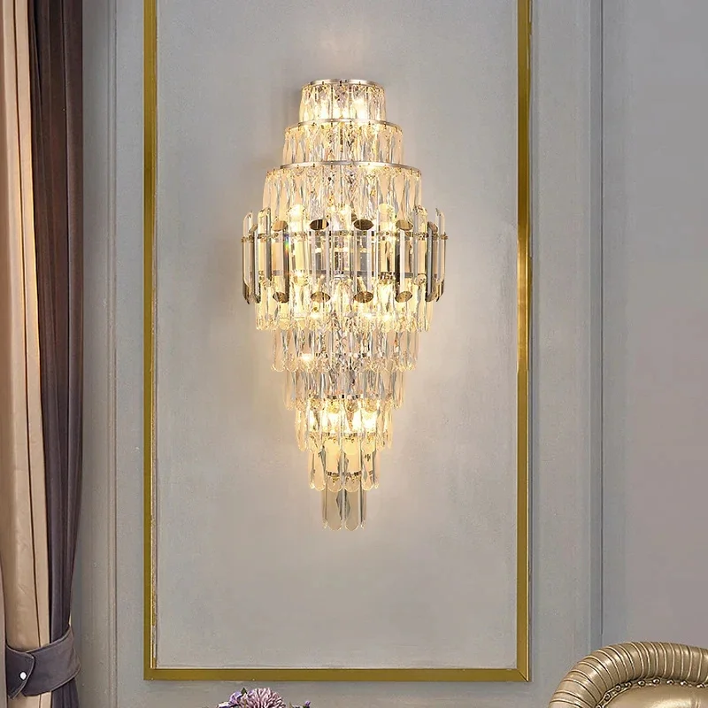 

Luxury Crystal Wall Lamp Bedroom Nightstand Living Room Hallway Staircase Background Wall Lamp Home Decoration Lighting