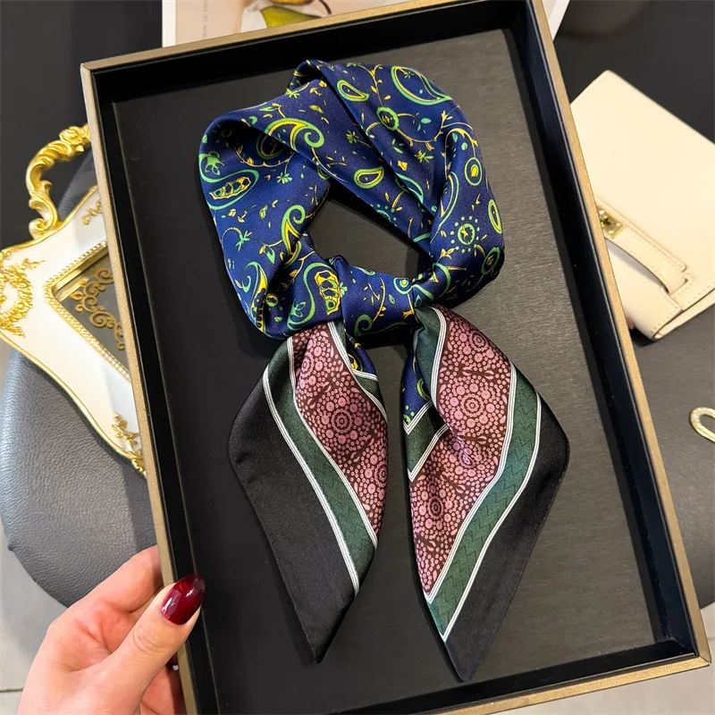 Luxury Printing Silk Square Scarf Women Neck Hair Tie Band Beach Hijab Kerchief Head Headbands Bandana Female Foulard 70cm