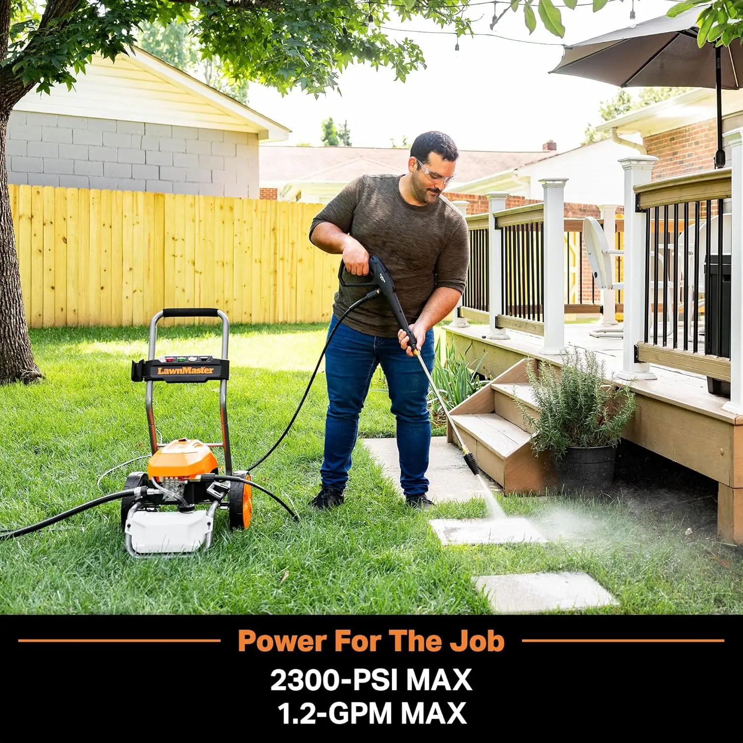 Electric Pressure Washer 2300 PSI MAX 13 Amp 1.2 GPM CSA Certified with 5 Nozzles Powerful Storage Organizati