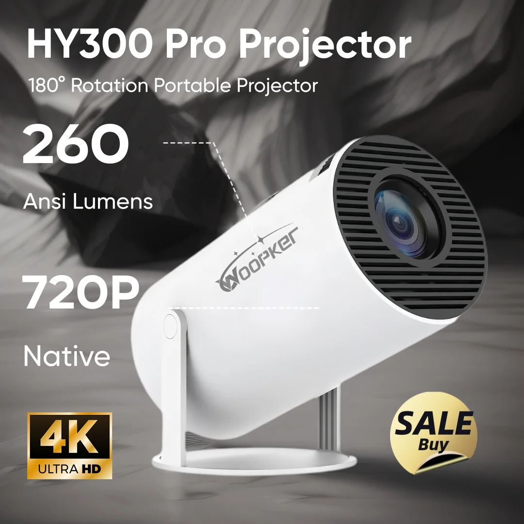 Woopker Projector HY300 Pro 260 ANSI Dual Wifi6 Allwinner H713 Android 11 4K1080P 1280*720P BT5.0 Home Theater Outdoor Projector