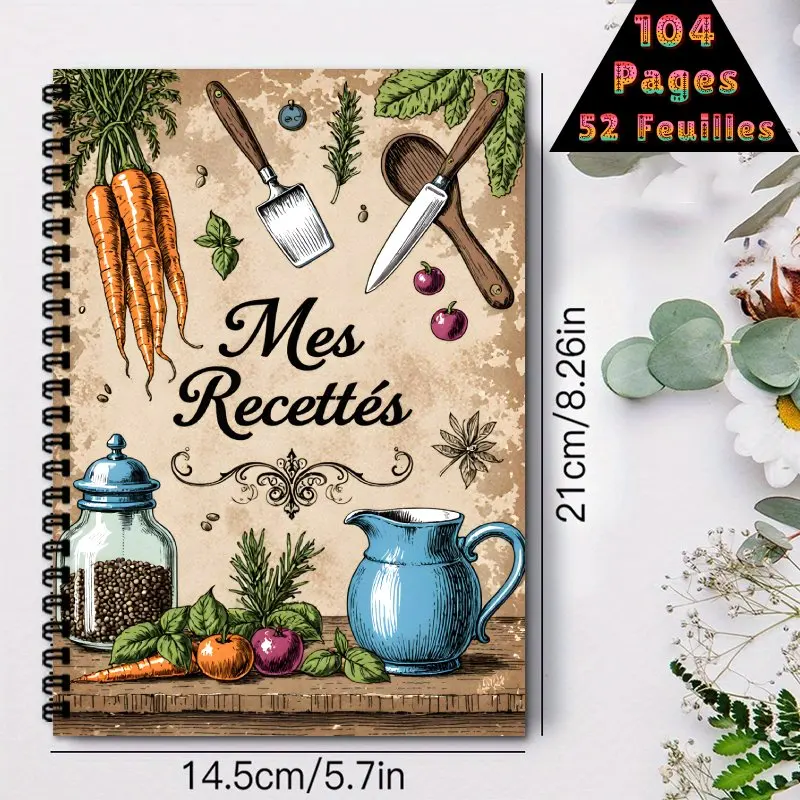 A5 French recipe spiral notebook, can record ingredient usage, and cooking techniques, helping you organize food inspiration