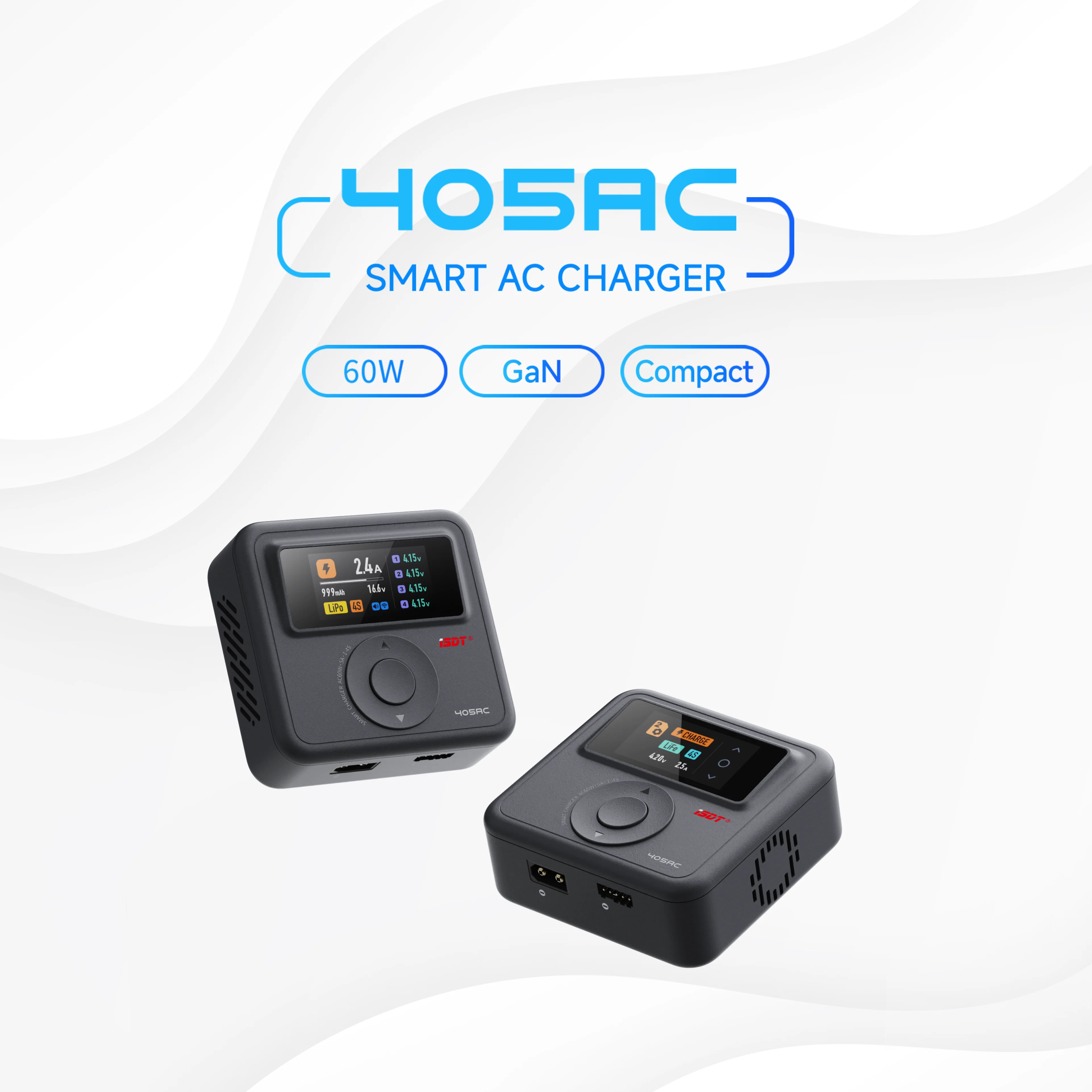ISDT 405AC 1-4S Single Channel 60W AC Smart Charger 5W Discharger for LiHv/LiPo/LiFe/Li-ion/NiMH/Pb RC Car Drone Batteries