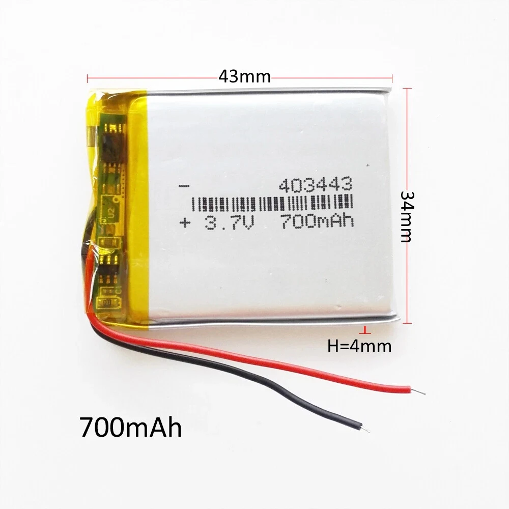 10 pcs 3.7V 700mAh Lipo Rechargeable Battery 403443 For GPS DVD  Recorder Headset E-book Camera Massager
