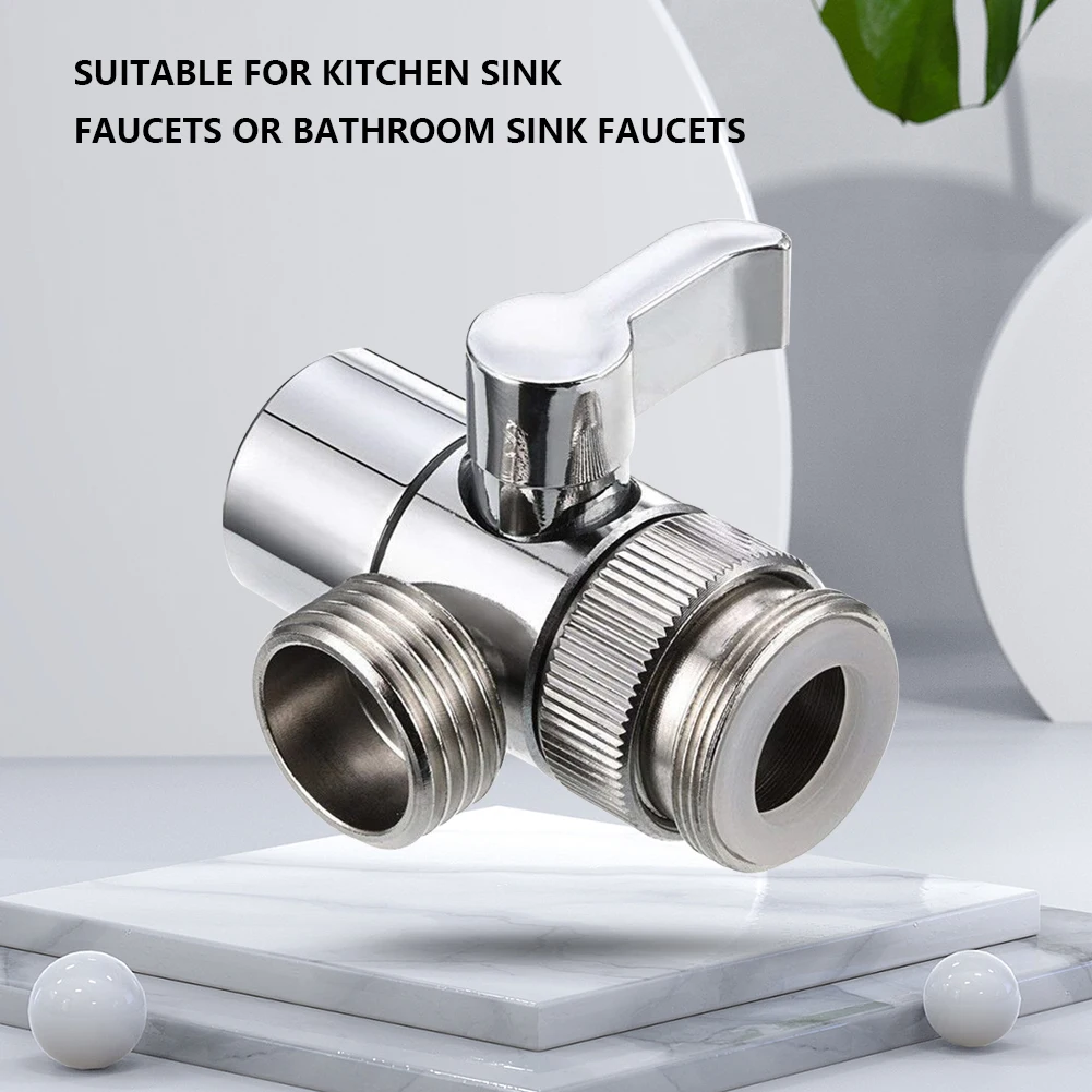 3 Way Faucet Diverter Valve Easy-to-Install Sink Splitter Diverter Valve Leak-Proof Faucets Water Separator for Bathroom Kitchen