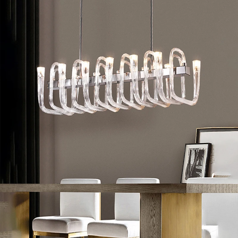Modern Ceiling Chandeliers Led Hanging Lamps Dining Room Decor Restaurant Chrome Lighting Fixture
