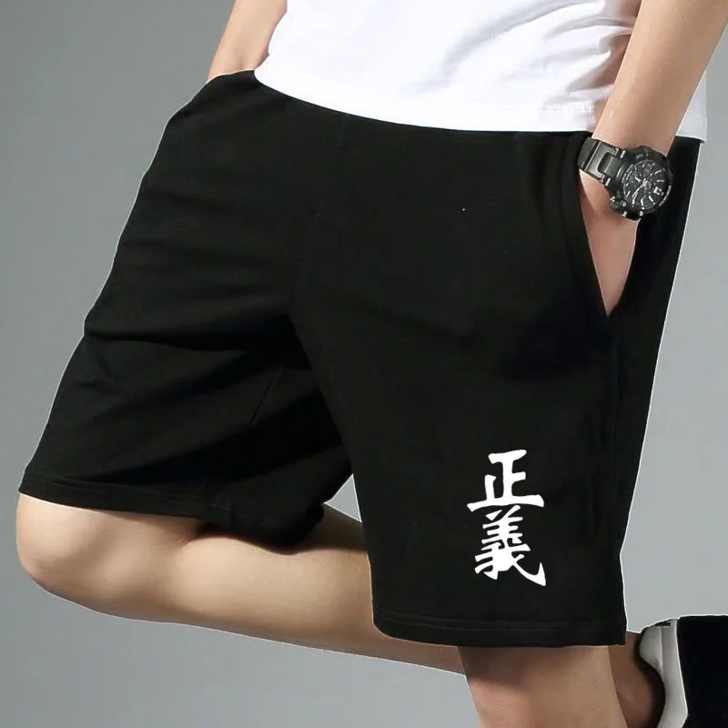 Beach Shorts Man Gym Running Sport Shorts Men  Breathable Chinese character Printed Shorts Streetwear Cotton Sweatpants Male