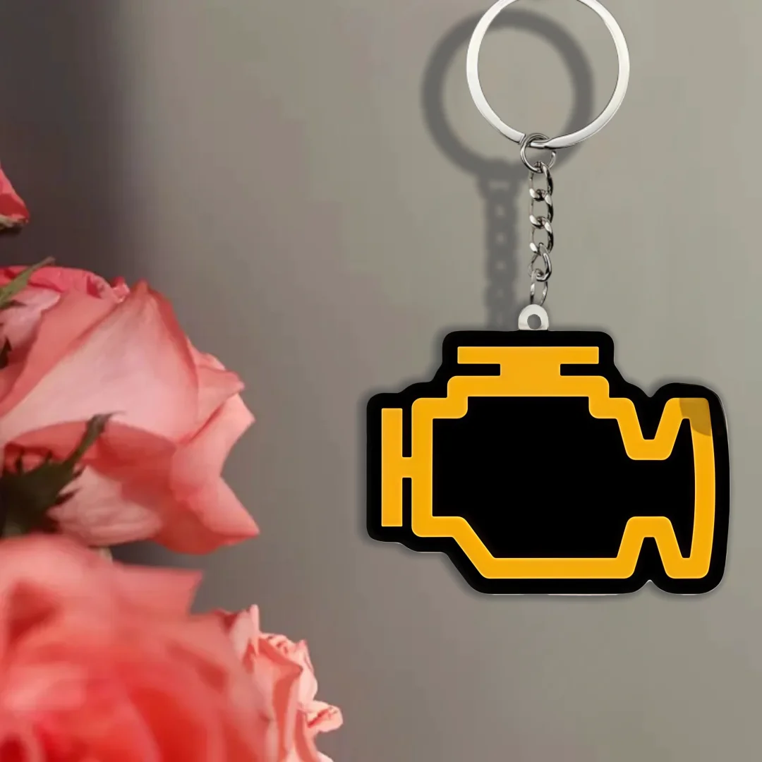 2D Car Engine Keychain Cartoon Flat Acrylic Pendant Charm for Car Lovers Hanging Decoration for Bags Festive Parties Home Gifts