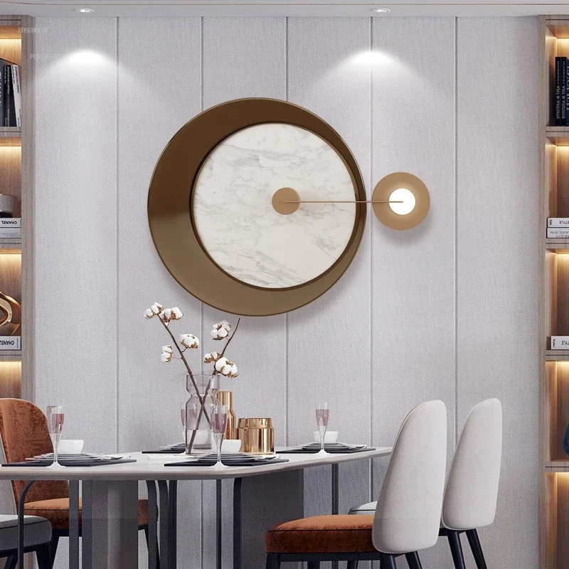 #Light Luxury Iron Murals with Lights Modern Background Wall Hanging Decoration Living Room Bedroom Home Decoration Accessories
