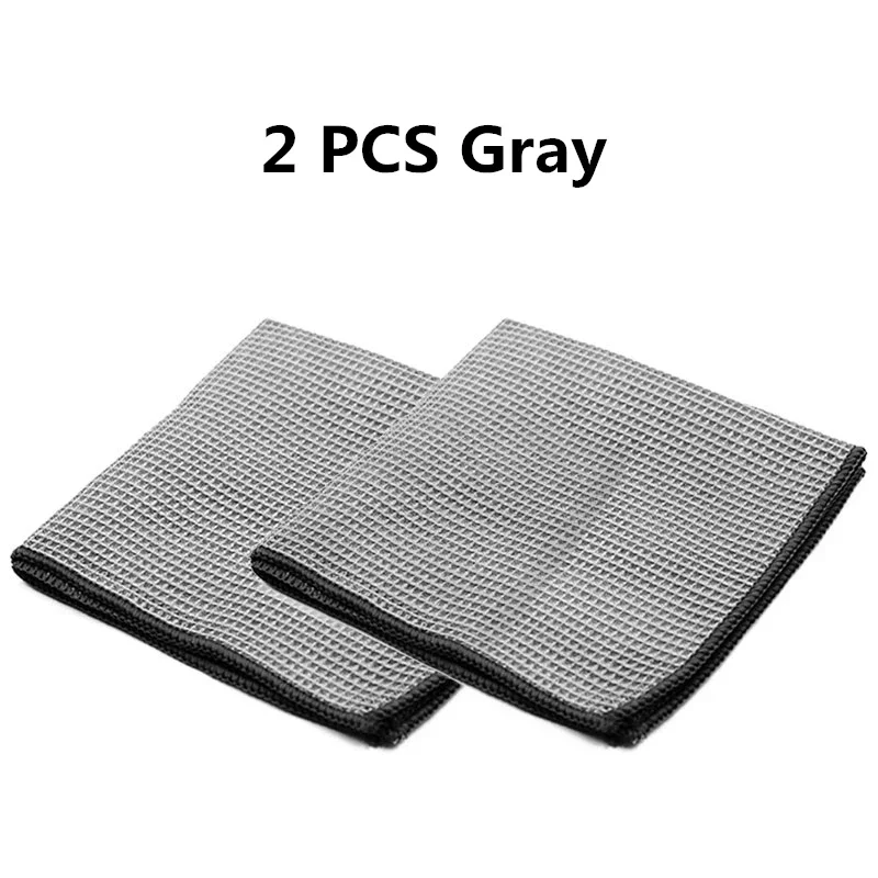 2PC Car Wash Towel Glass Cleaning Water Drying Microfiber Window Clean Wipe Auto Detailing Waffle Weave for Kitchen Bath 40*40cm